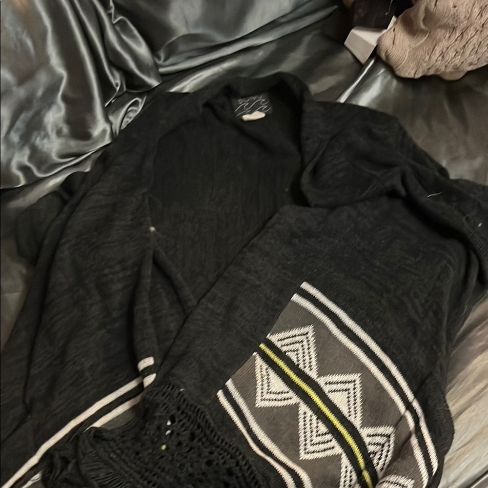 Elegant Black and Gray Chevron Sweater